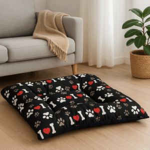 Cama Colchoneta Mascotas Diseño Huesitos Patitas 90 cm