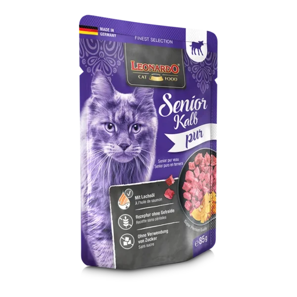 Caja Sachet Leonardo Gato Senior Ternera 85 Gr 16 Unidades - Imagen 2