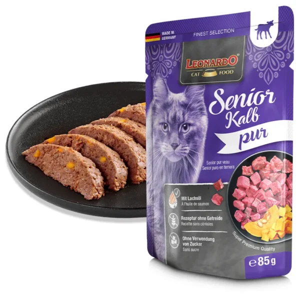 Caja Sachet Leonardo Gato Senior Ternera 85 Gr 16 Unidades - Imagen 3